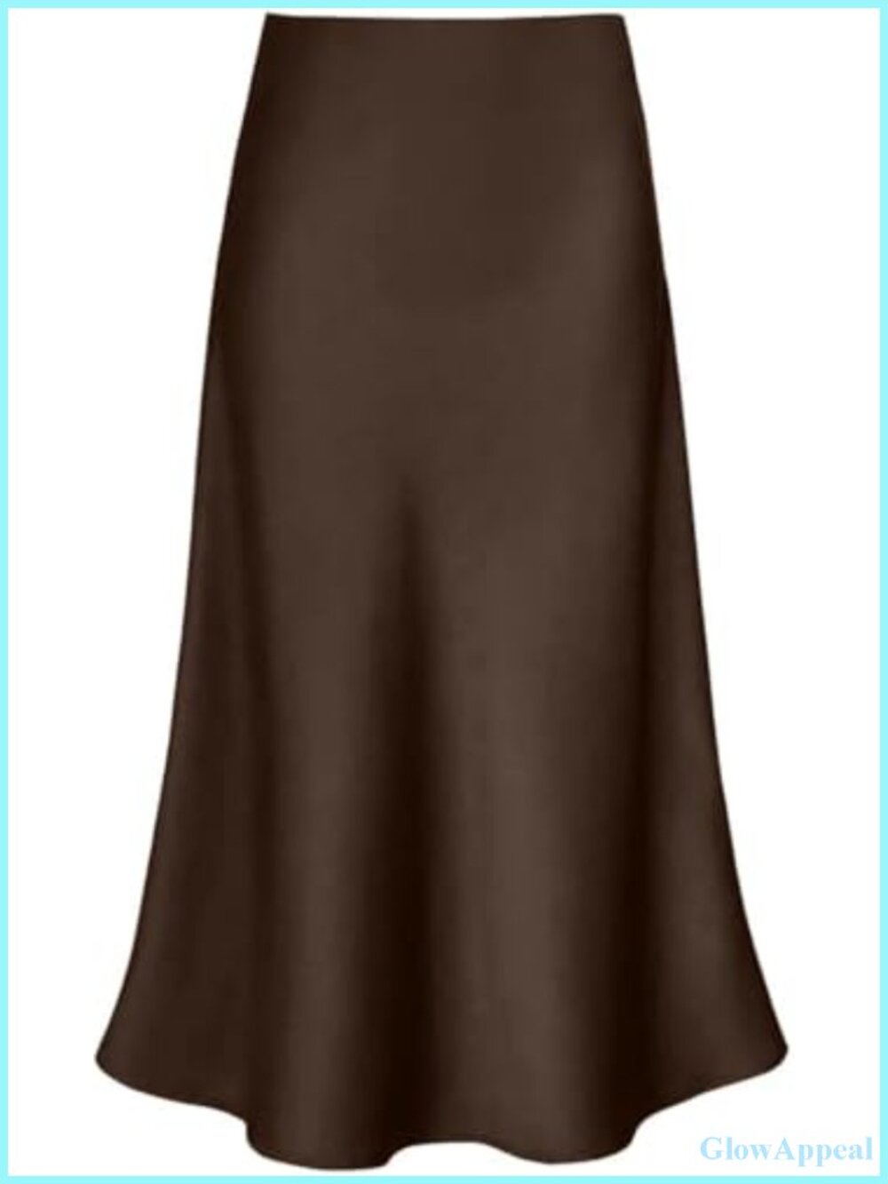 Satin A-Line Midi Skirt High Waisted Ruffle Fishtail